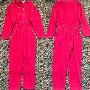 Vintage red playsuit comfy romper long sleeve one piece